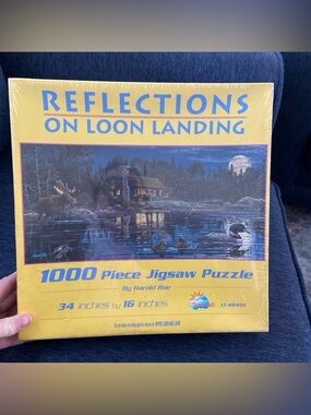 Puzzle Reflections On the Loon Landing Harold Roe 1000 Pc Sunsout 34 x 16 New